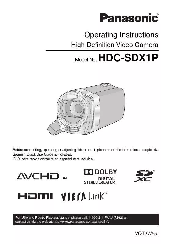 Mode d'emploi PANASONIC HDCSDX1