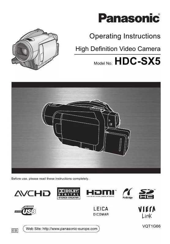 Mode d'emploi PANASONIC HDC-SX5