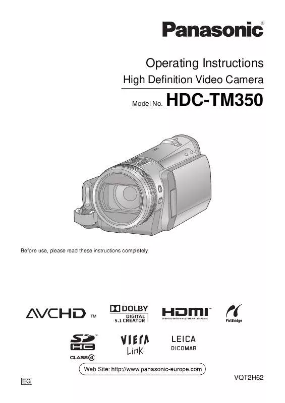 Mode d'emploi PANASONIC HDC-TM350