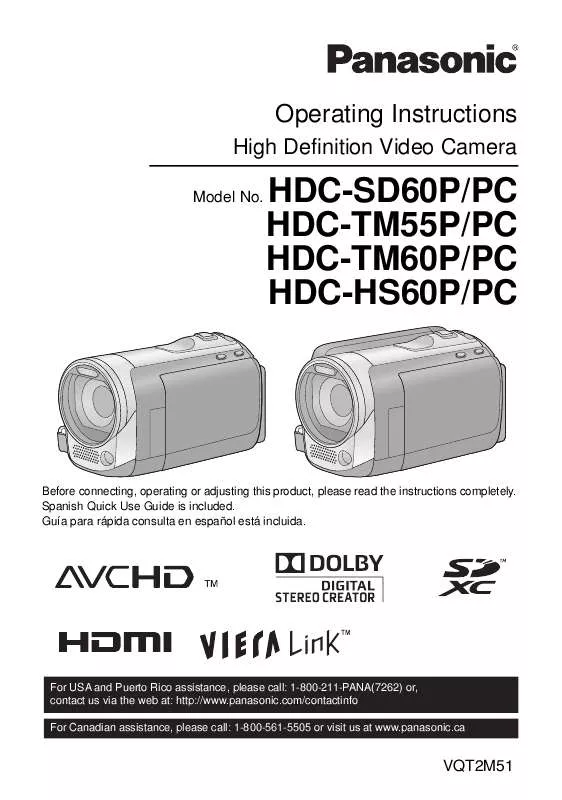 Mode d'emploi PANASONIC HDC-TM55