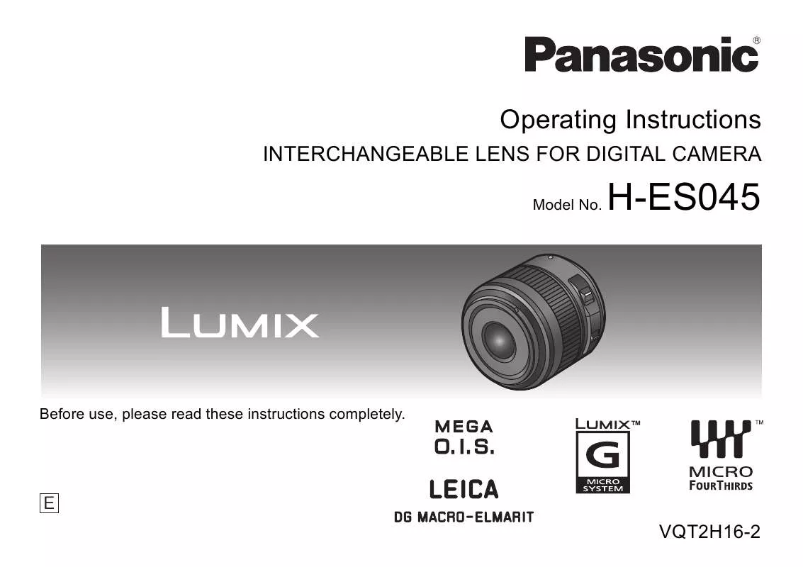 Mode d'emploi PANASONIC H-ES045E