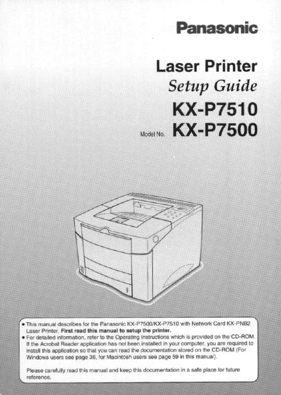 Mode d'emploi PANASONIC JETWRITER KX-P7510