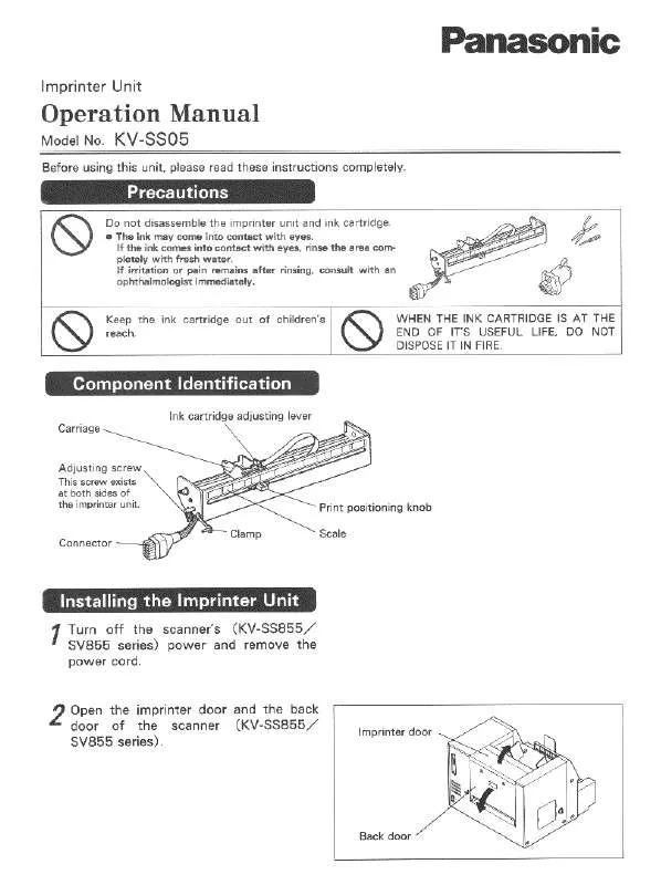 Mode d'emploi PANASONIC KV-SS05