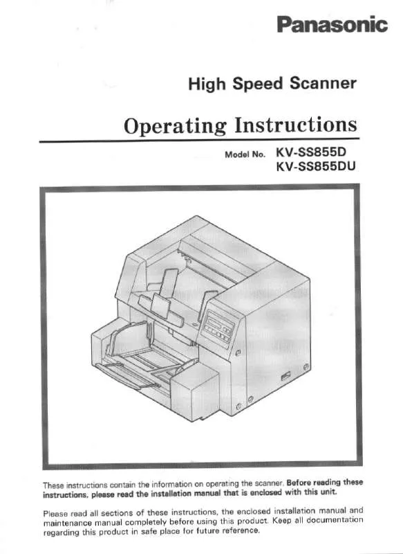 Mode d'emploi PANASONIC KV-SS855D