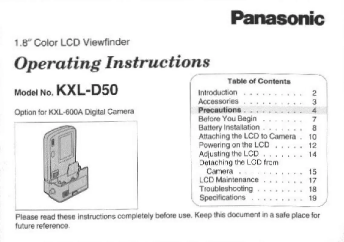 Mode d'emploi PANASONIC KXL-50