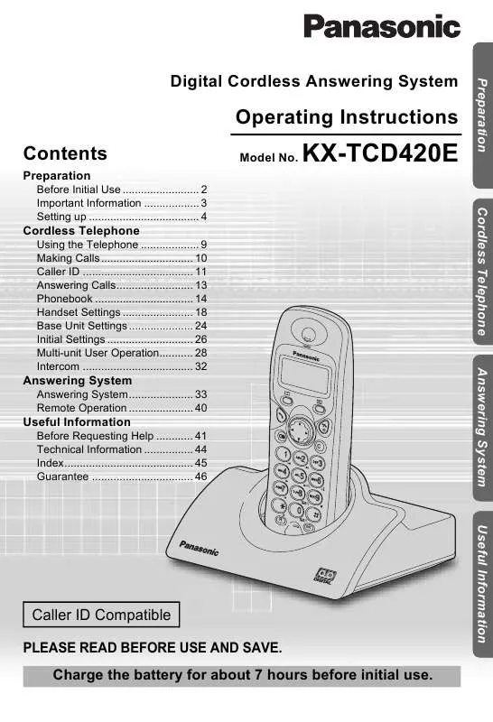 Mode d'emploi PANASONIC KX-TCD420E