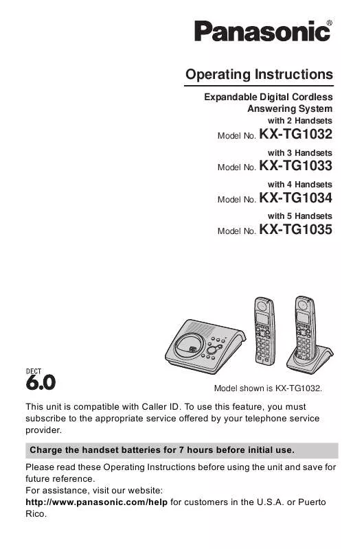 Mode d'emploi PANASONIC KX-TG1032S