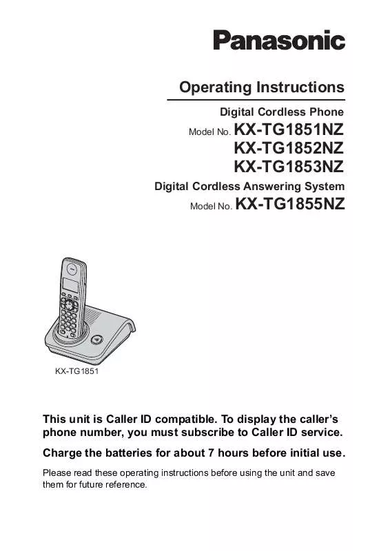 Mode d'emploi PANASONIC KX-TG1852NZ