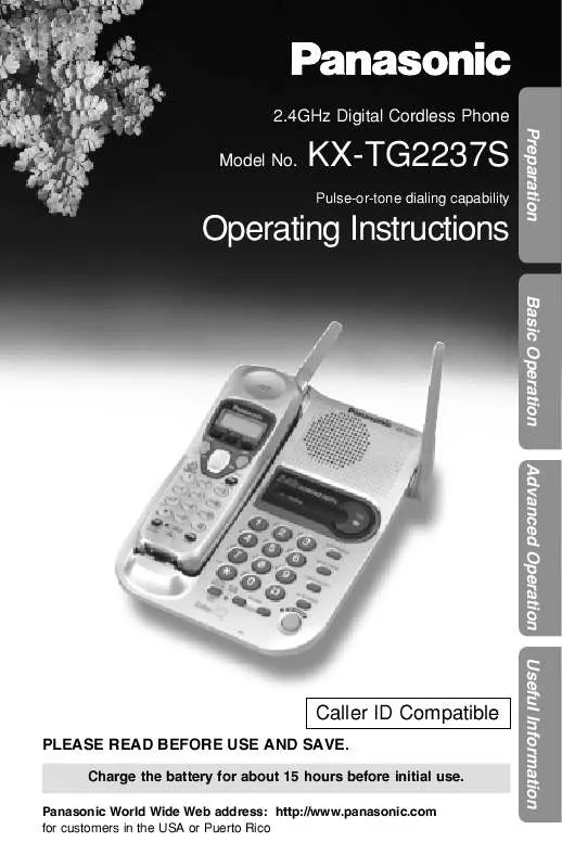 Mode d'emploi PANASONIC KX-TG2237