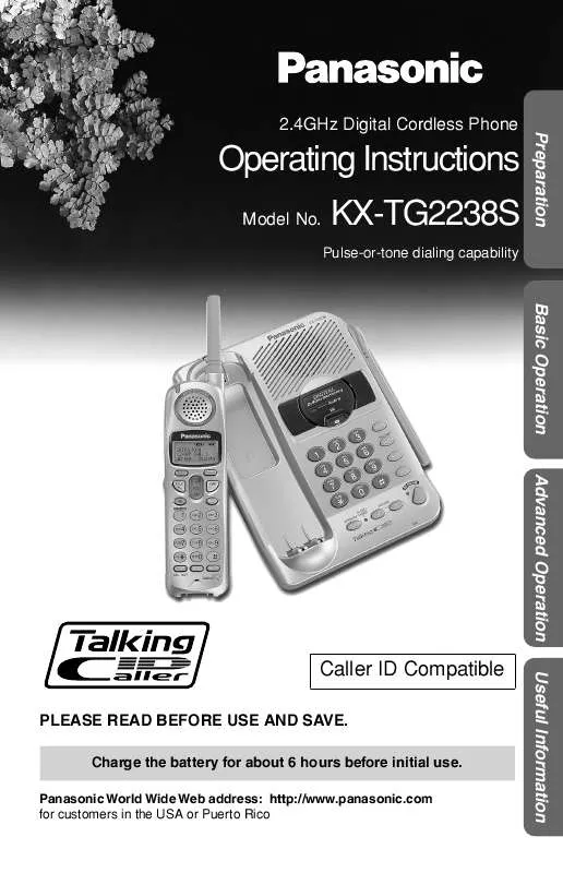 Mode d'emploi PANASONIC KX-TG2238