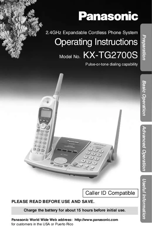 Mode d'emploi PANASONIC KX-TG2700