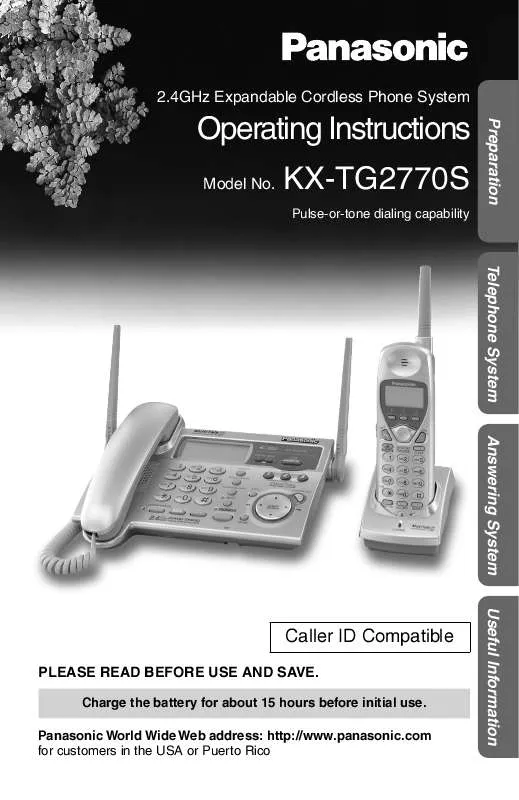 Mode d'emploi PANASONIC KX-TG2770