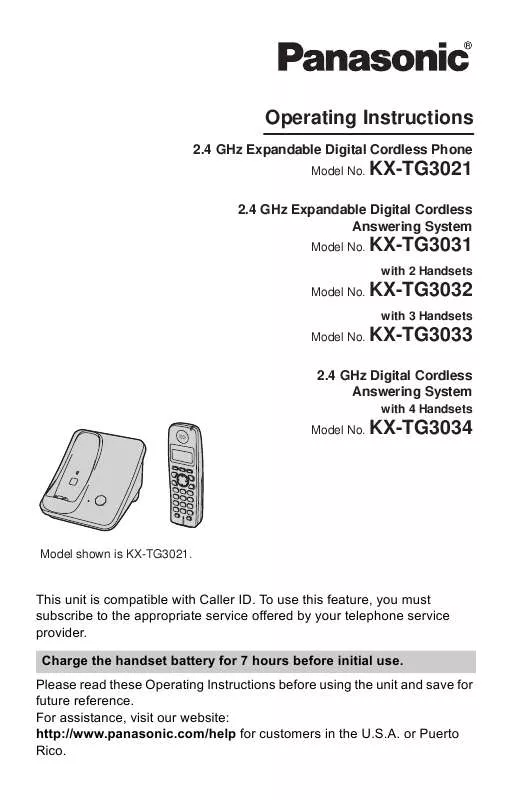 Mode d'emploi PANASONIC KX-TG3032B