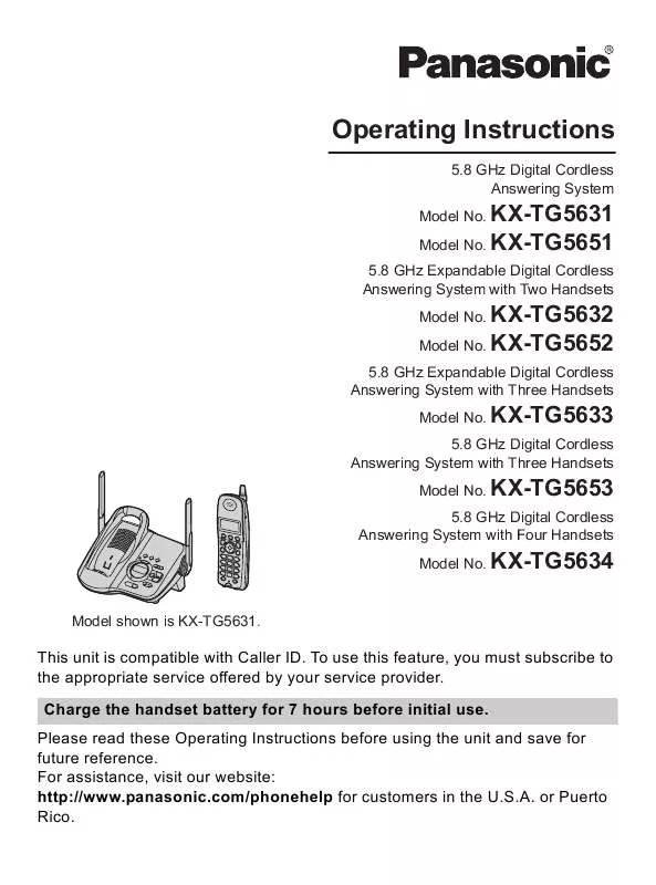 Mode d'emploi PANASONIC KX-TG5632BP