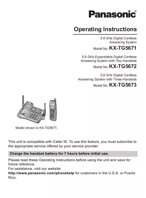 Mode d'emploi PANASONIC KX-TG5673PK