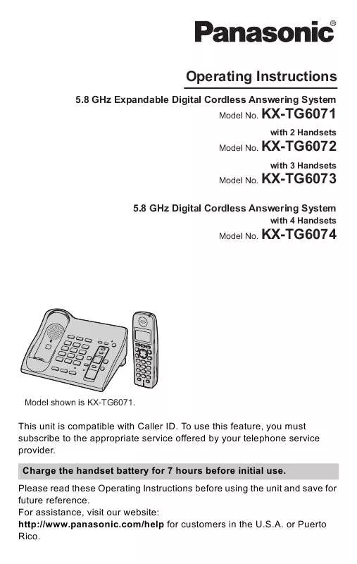 Mode d'emploi PANASONIC KX-TG6072B