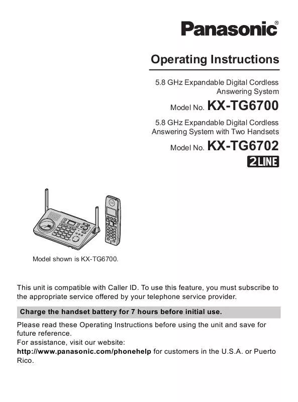 Mode d'emploi PANASONIC KX-TG6700B