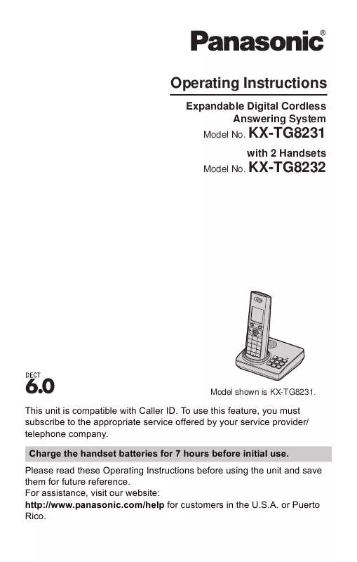 Mode d'emploi PANASONIC KX-TG8231B