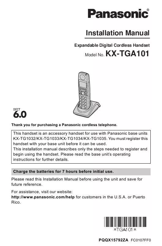 Mode d'emploi PANASONIC KX-TGA101