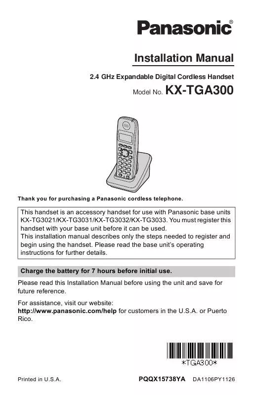 Mode d'emploi PANASONIC KX-TGA300