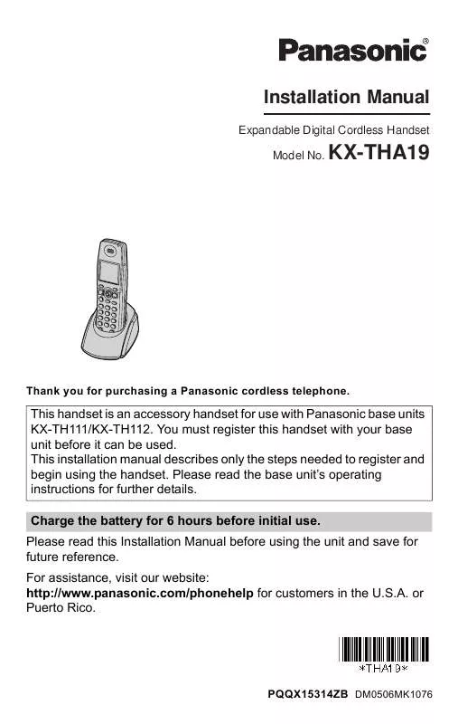 Mode d'emploi PANASONIC KX-THA19