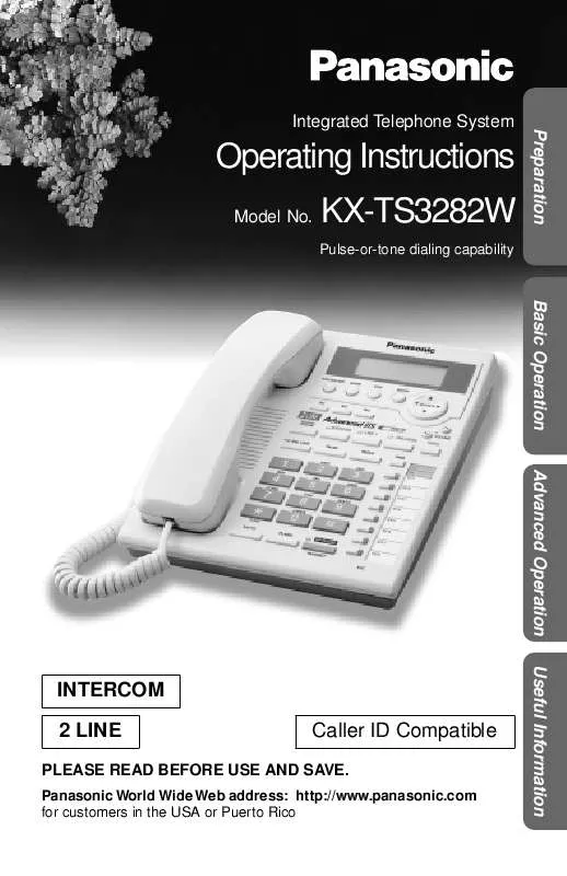 Mode d'emploi PANASONIC KX-TS3282