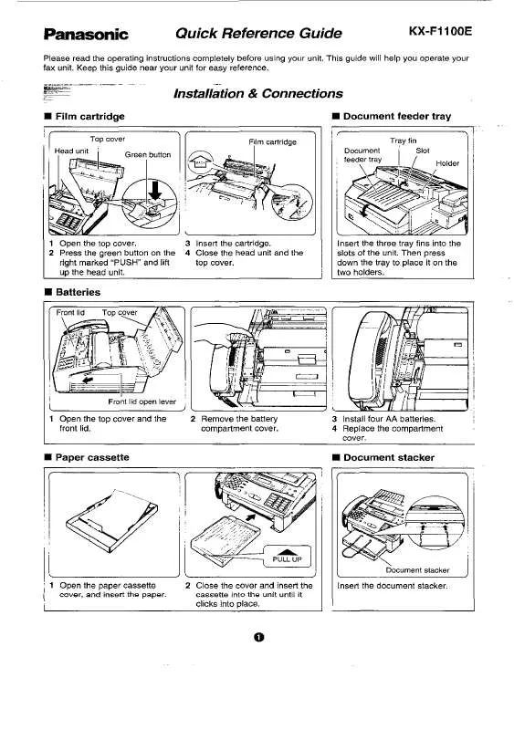 Mode d'emploi PANASONIC KX-F1100E