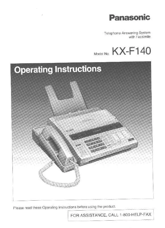 Mode d'emploi PANASONIC KX-F140