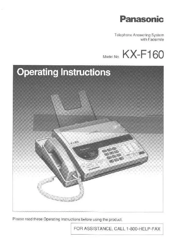 Mode d'emploi PANASONIC KX-F160