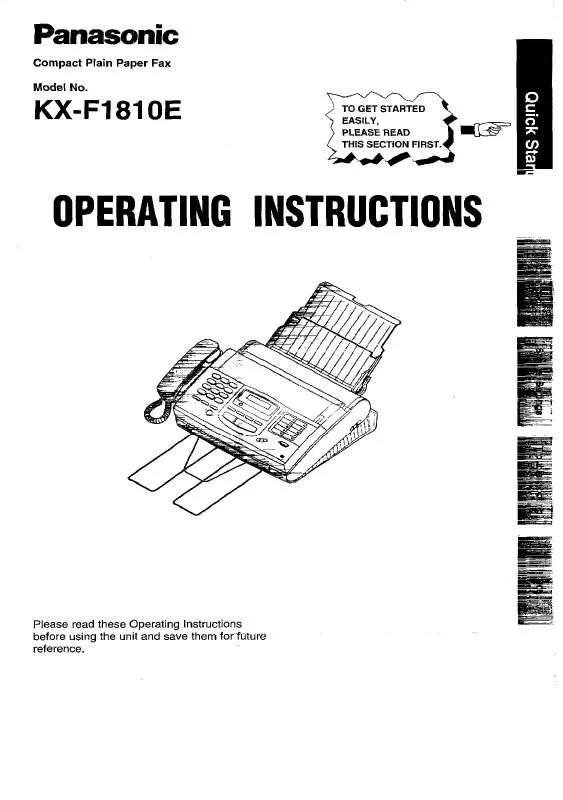 Mode d'emploi PANASONIC KX-F1810E