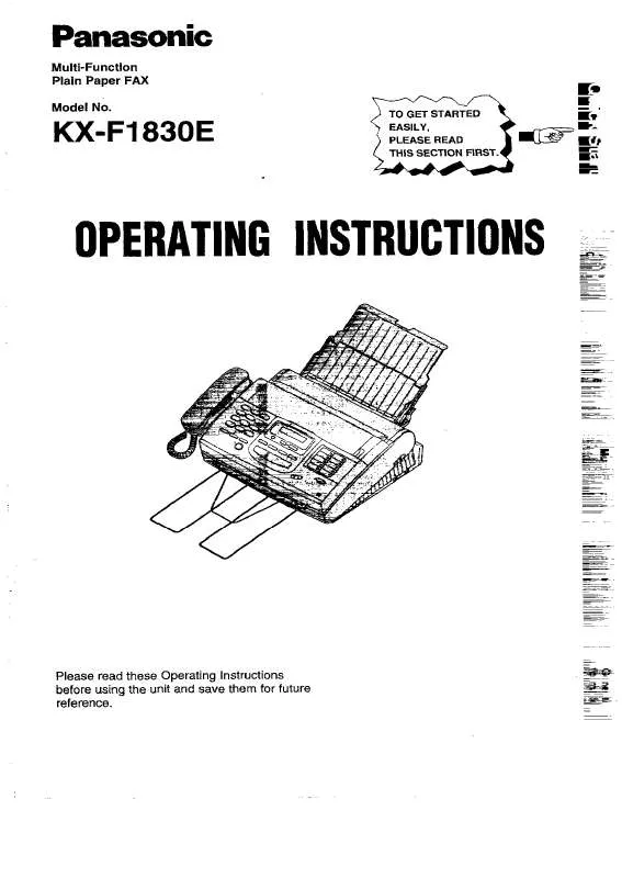 Mode d'emploi PANASONIC KX-F1830E