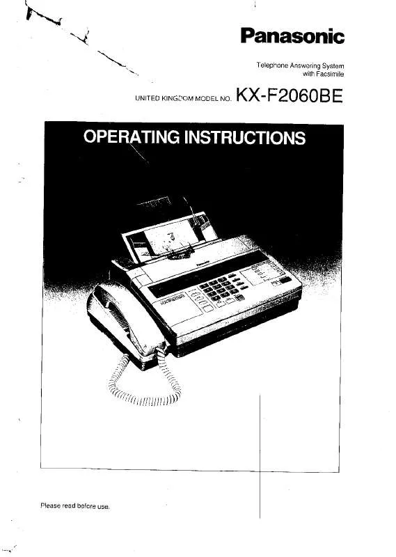 Mode d'emploi PANASONIC KX-F2060