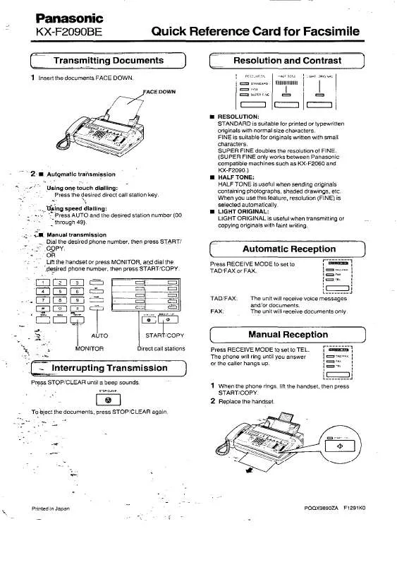 Mode d'emploi PANASONIC KX-F2090BE