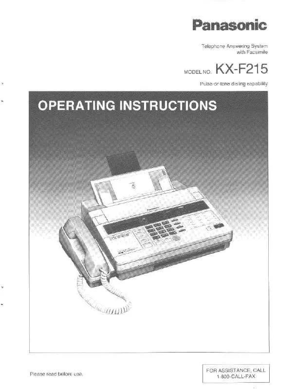 Mode d'emploi PANASONIC KX-F215