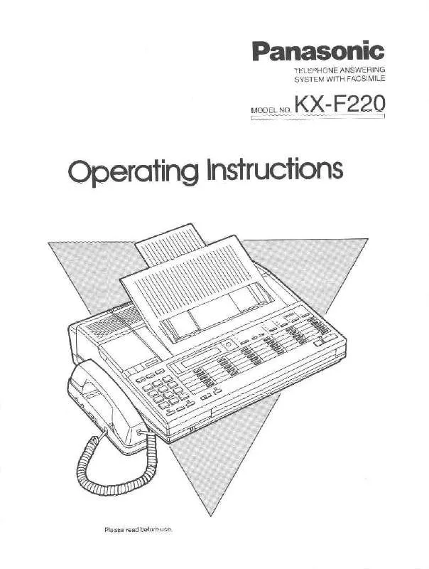 Mode d'emploi PANASONIC KX-F220