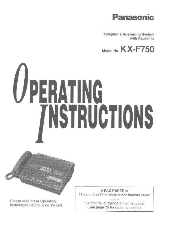 Mode d'emploi PANASONIC KX-F750