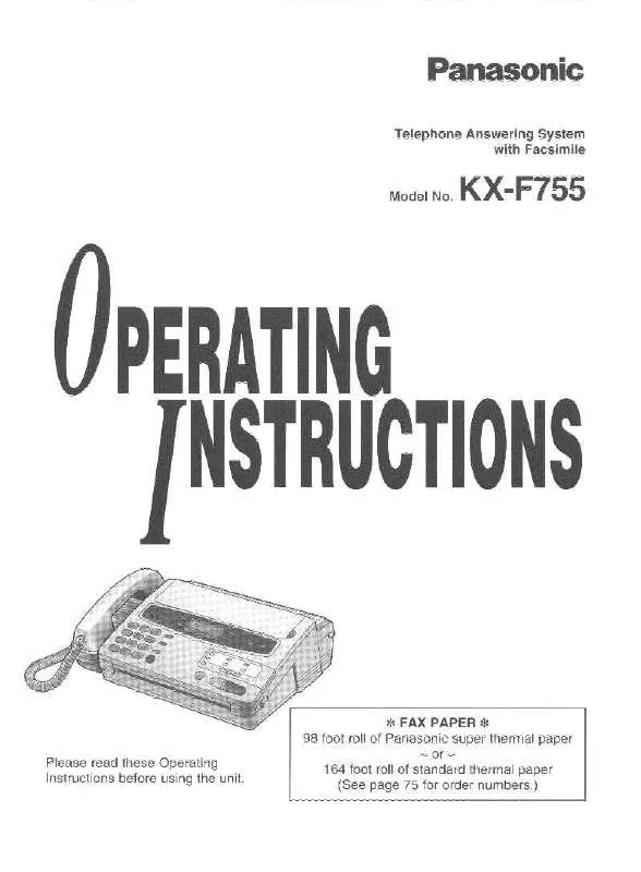 Mode d'emploi PANASONIC KX-F755