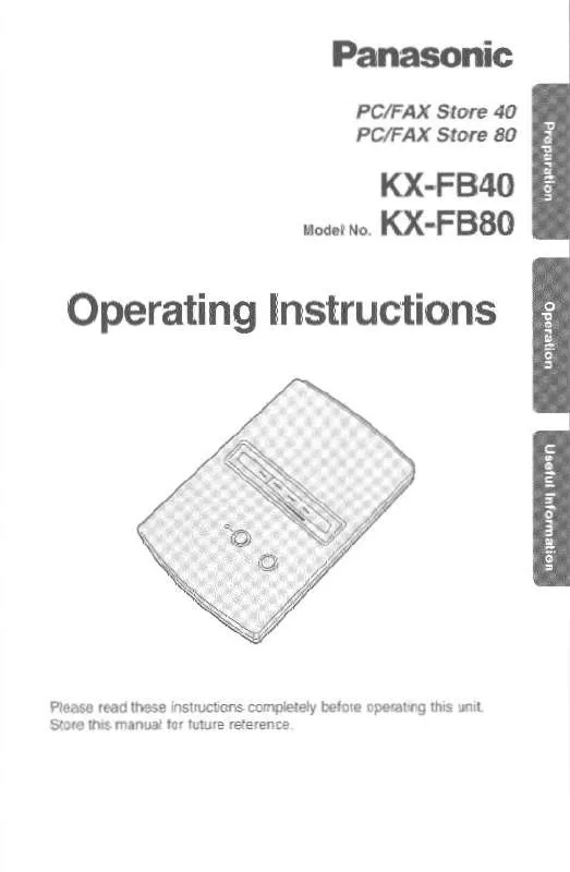 Mode d'emploi PANASONIC KX-FB40