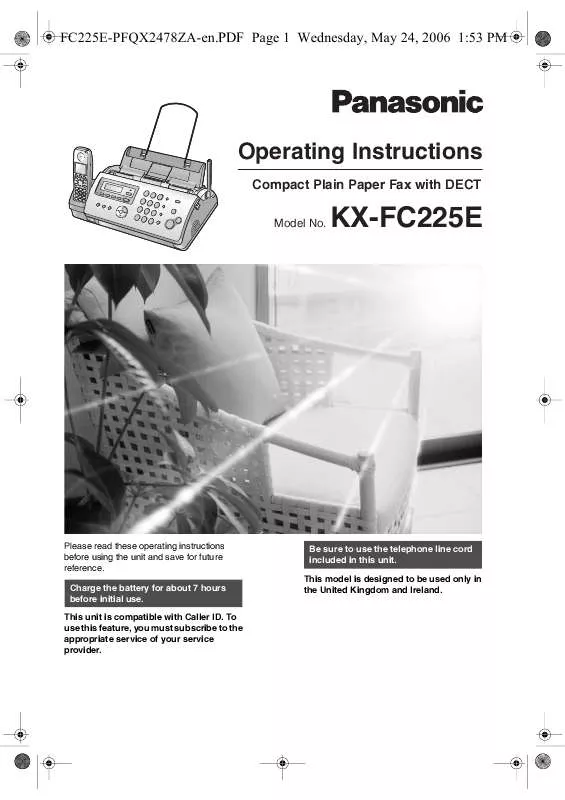 Mode d'emploi PANASONIC KX-FC225E