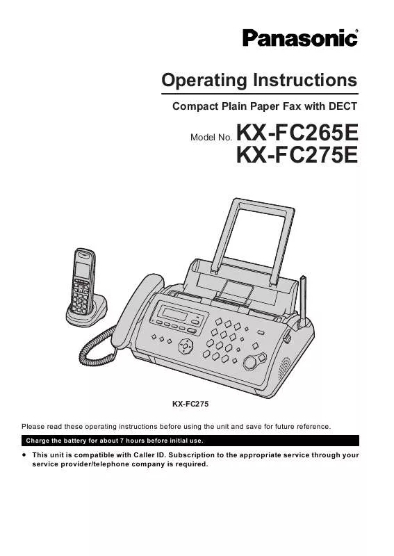 Mode d'emploi PANASONIC KXFC265E