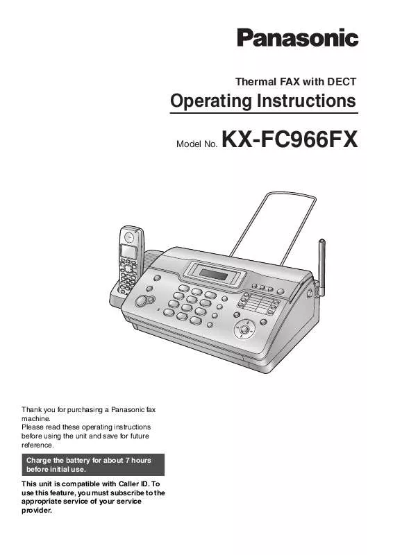 Mode d'emploi PANASONIC KX-FC966FX