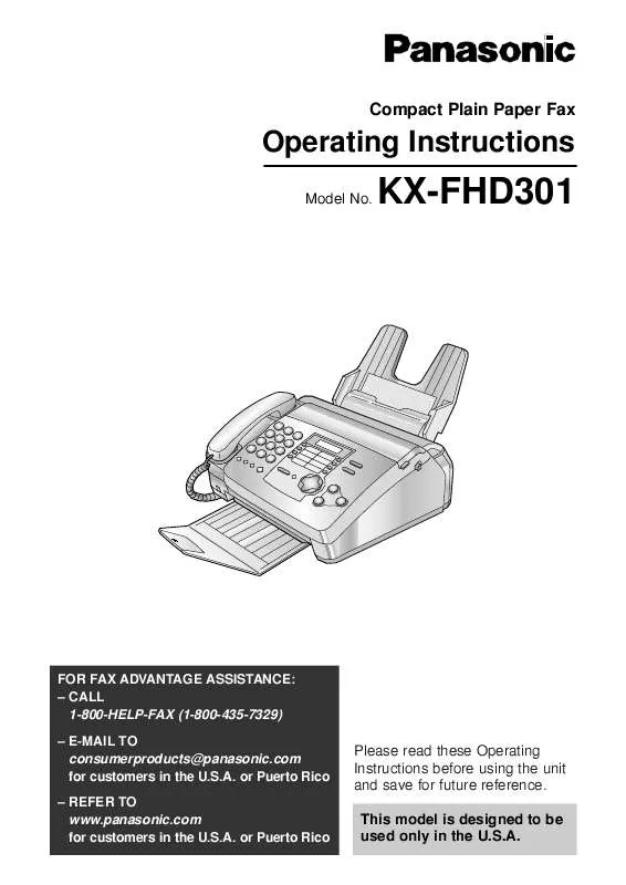 Mode d'emploi PANASONIC KX-FHD301