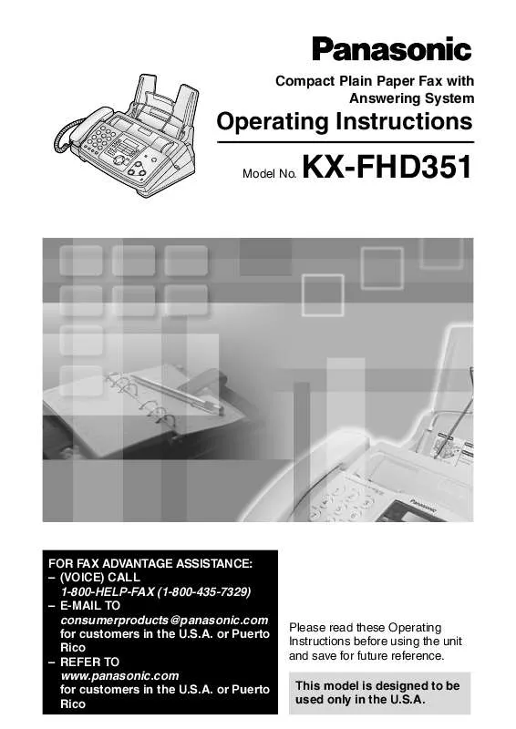 Mode d'emploi PANASONIC KX-FHD351