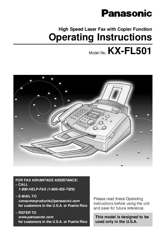 Mode d'emploi PANASONIC KX-FL501