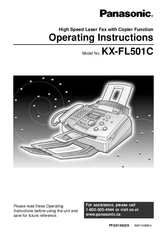 Mode d'emploi PANASONIC KX-FL501C