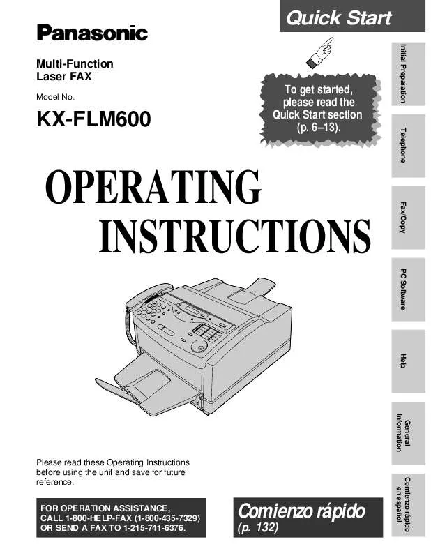 Mode d'emploi PANASONIC KX-FLM600