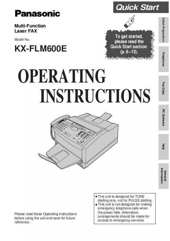 Mode d'emploi PANASONIC KX-FLM600E