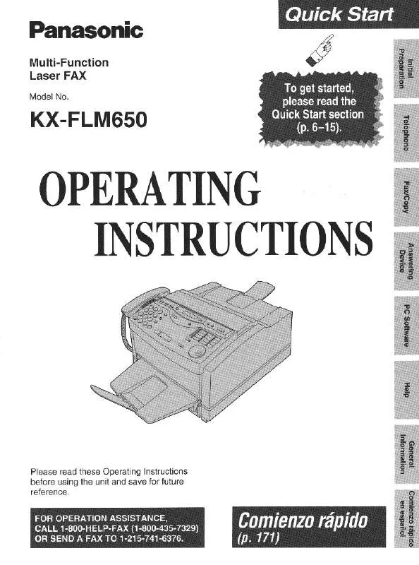 Mode d'emploi PANASONIC KX-FLM650