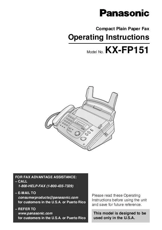 Mode d'emploi PANASONIC KX-FP151