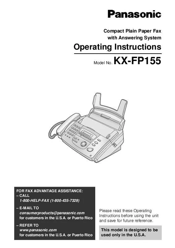 Mode d'emploi PANASONIC KX-FP155